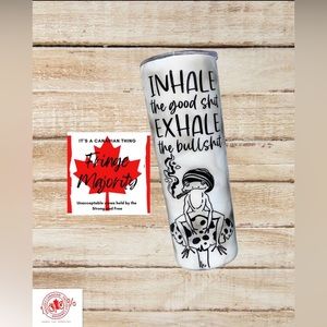 Inhale the good, exhale the bs, 20oz skinny funny frog smokey epoxy tumbler